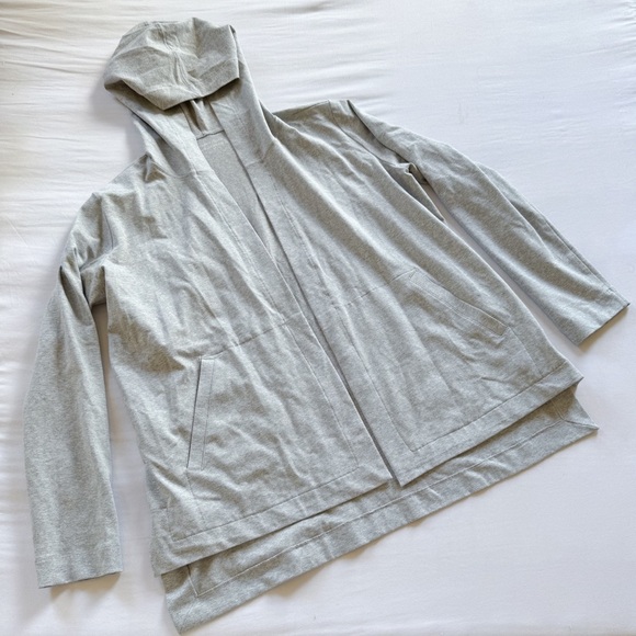 EILEEN FISHER cardigan sweater pockets jacket organic cotton gray Sz Small - Picture 1 of 5